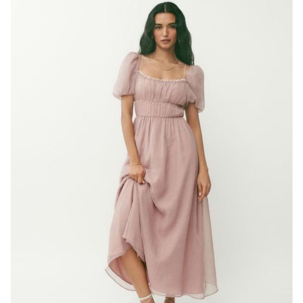 NWOT Reformation Mayme Puff Sleeve Midi Dress